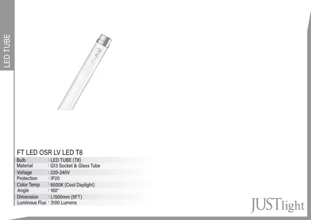 FT LED OSR LV LED T8 – JUSTlight